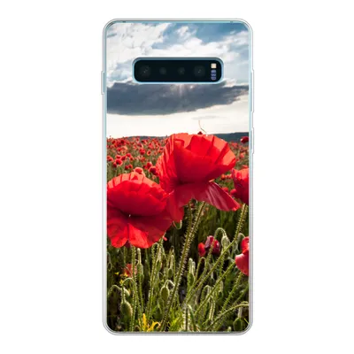 Produktbild von MuchoWow® Handyhülle Schutzhülle Hülle für Samsung Galaxy S10 Lite Mohnblumen vor einem dramatischen, stürmischen Himmel Silikon Softcase Handy Hülle - Schutz