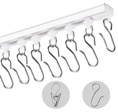Produktbild von VEVOR Deckenvorhangschienen-Set, 3,6 Meter, Gleitsystem für Deckenvorhänge, Raumteiler-Vorhangschiene Decken-/Wandmontage für Wohnzimmer Schlafzimmer mit Haken und Zubehör, Weiß, 3 m