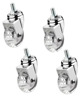 Image de Lot de 4 roulettes transparentes pour meubles, avec frein, de 35/50 mm
