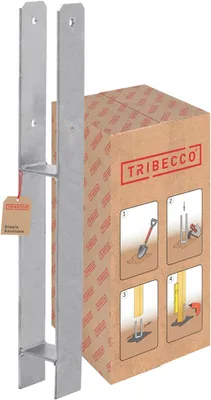 Produktbild von TRIBECCO® H-Pfostenträger für Beton feuerverzinkt, Gesamthöhe: 600 mm, Materialstärke: 5 mm, lichte Breite: 70 mm