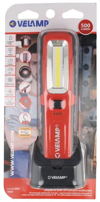 Produktbild von VELAMP FONZIE 3-in-1 Arbeitsleuchte – 500 Lumen LED, UV-Licht und Taschenlampe mit Ladestation