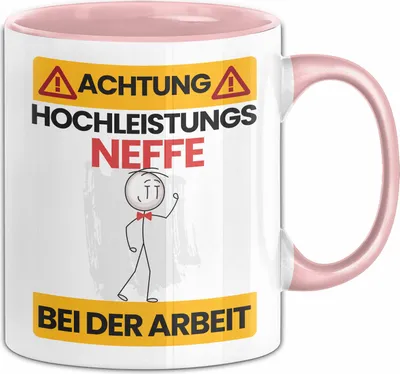 Produktbild von Neffe Tasse Geschenk Lustiger Spruch Geschenkidee für Neffe Achtung Hochleistungs Neffe Bei Der Arbeit (Rosa)