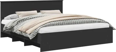 Obrázek produktu pro vidaXL Rám postele s čelem černý 200 x 200 cm materiál na bázi dřeva