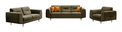 Produktbild von BEAUTYSOFA | Couchgarnitur VENEZIA Samtstoff Grün – Sofa Set 3+2+1, Polsterset mit Metallbeinen Schwarz, Wohnzimmer Set ohne Schlaffunktion