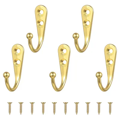 Produktbild von Kleiderhaken Garderobenhaken Wandhaken - Zinklegierung - Goldfarben - 5 Stück - Für Kleiderschrank und Flur