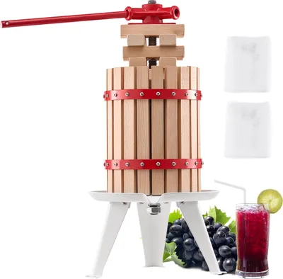 Obrázek produktu pro VEVOR odšťavňovač na ovoce a víno, mlýnek na ovoce (6 litrů), koš z masivního dřeva s 8 bloky, odšťavňovač na mošt, odšťavňovač na hrozny, odšťavňovač na olivový olej s rukojetí, kuchyňský odšťavňovač