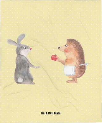 Produktbild von Mr. & Mrs. Panda Plaid Hase Igel - Gelb Pastell - Geschenk, Trösten, Babydecke, Liebe Spruch, Herzschmerz, Schlummerdecke, Erstlingsdecke, Fleecedecke, Schmusedecke