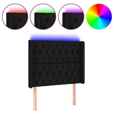Obrázek produktu pro Čelo postele s LED černé 93 x 16 x 118/128 cm textil
