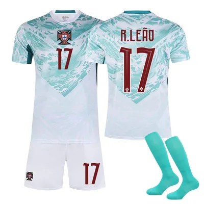 Immagine prodotto di #17 R.LEAO Maglia da calcio della Coppa del Mondo 2026 della partita in trasferta del Portogallo per bambini e adulti TAGLIA:20