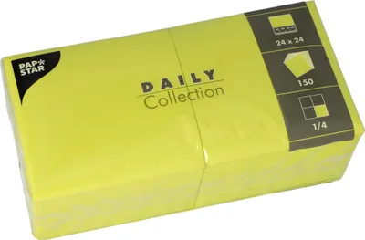 Produktbild von 150 Servietten "DAILY Collection" 1/4-Falz 24 cm x 24 cm limonengrün