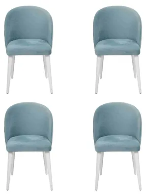 Zdjęcie produktu dla Nowoczesna jadalnia Drewno 4x Krzesła Niebieskie Bez Podłokietnika Nowy Design Krzesło Tapicerowane