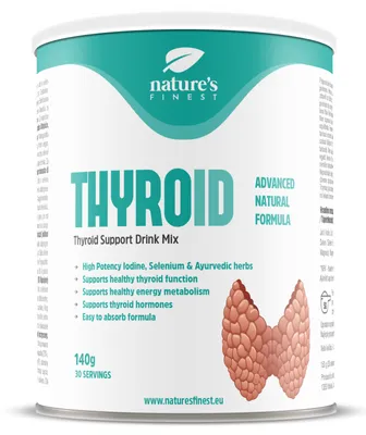 Produktbild von Thyroid Support – für Schilddrüse – mit Ashwagandha, Jod, Selen & Magnesium – Nature’s Finest – 140 g