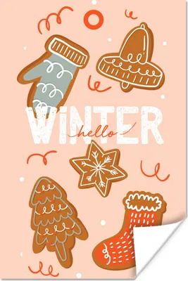 Produktbild von MuchoWow® Poster Hallo Winter" - Sprichwörter - Zitate 40x60 cm - Plakate für die Wand - Poster Babyzimmer
