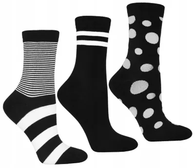 Produktbild von Hohe Damen Socken - Schwarz-weiß - 3 Paar - Baumwollsocken - Größe 35-38