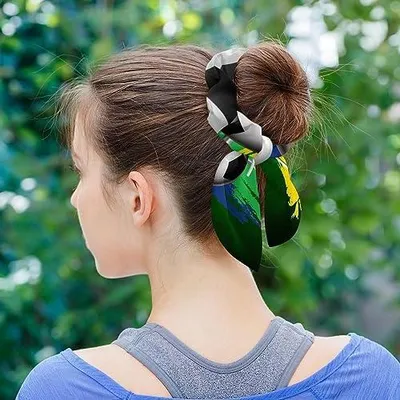 Produktbild von 6 Stück Haargummis – Vintage-Haarschal „Ich liebe es, Fahrrad zu fahren“, Scrunchies mit Schleife, elastische Haargummis als Pferdeschwanzhalter für Frauen, Teenager und Mädchen