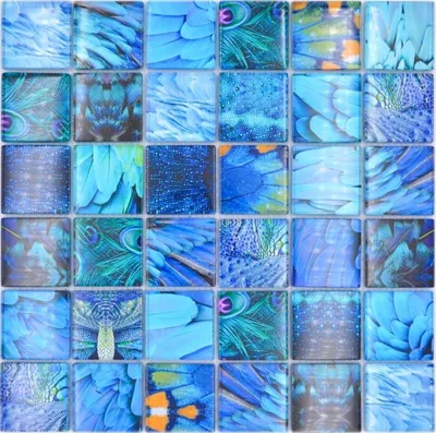 Produktbild von Mosaikfliese Glasmosaik Kombi Forest blau türkis Fliesenspiegel Küche MOS78-W78_f