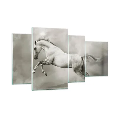 Produktbild von Bilder auf glas - Pferd Tier - 120x70cm - Glasbilder - Wandbilder - Bilder - Kunstdruck - zum Aufhängen bereit - Wanddekoration aus Glas - Glas Bilder - Wandbild auf Glas - 4 Teile - GDL120x70-3542