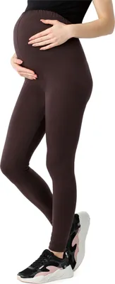 Image de Leggings de grossesse longs pour femmes Be Mammy en Coton BE20-283 (marron, XL)