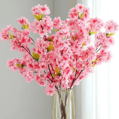Produktbild von Kunstblumen Kirschblüten Zweige 100 cm, 3 Stück, Rosa, für Hochzeit, Tischdekoration