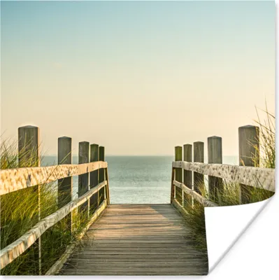 Produktbild von MuchoWow® Poster Meer - Weg - Zaun 75x75 cm - Wand Dekoration