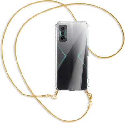 Produktbild von Handykette Backcover-Schutzhülle mit Band (Metall goldfarben) für Xiaomi Poco F4 GT - goldfarbene Kette Snake