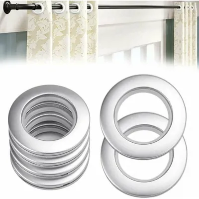 Produktbild von 50 Duschvorhangringe aus Kunststoff, ?senringe 40 mm, silberne Kunststoffringe für Vorhangstangen