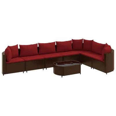 Produktbild von 8-tlg. Garten-Sofagarnitur mit Kissen Braun Poly Rattan