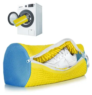 Image de Sac à chaussures, machine à laver et sèche-linge, jaune et bleu