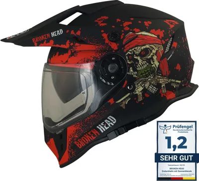 Produktbild von Broken Head Enduro Helm Mit Sonnenblende Jack S. VX2 Rot : XS (53-54 cm) Größe: XS (53-54 cm)