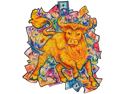 Produktbild von UNIDRAGON Holzpuzzle Tier – Wohlhabender Stier – 211 Teile – Mittel 25 x 29 cm