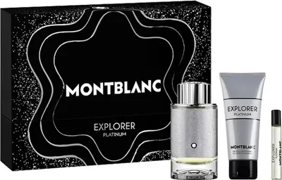 Zdjęcie produktu dla Mont Blanc Explorer Platinum Zestaw Woda perfumowana, 100 ml + Miniatura wody perfumowanej, 7.5 ml + Żel pod prysznic, 100 ml