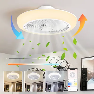 Produktbild von Deckenleuchte mit Ventilator, Leise LED Deckenventilator mit Beleuchtung, App und Fernbedienung Dimmbar, 6-Gang, Timer, 3000K-6000K