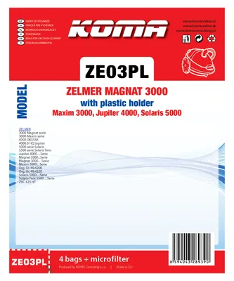 The image shows the packaging for vacuum cleaner bags and a microfilter.