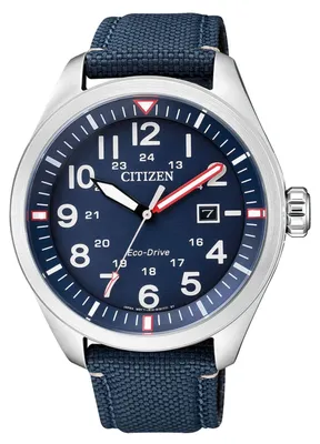 Produktbild von Citizen Eco Drive | Herrenuhr analog Quarz blau Textilband AW5000-16L