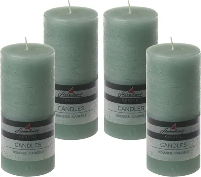 Produktbild von 4er Set Adventskranzkerzen "Raureif" Salbei 150/68 mm
