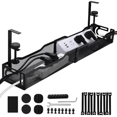 Produktbild von Kabelorganizer Kabelkanal Kabelbox - 64,3 cm - Ohne Bohren - Schwarz - Für Schreibtisch und Büro