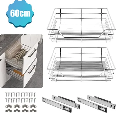 Immagine prodotto di Jopassy 4X telescopico cassetto cucina cassetto armadio cestino estraibile preassemblato cromato argento 60CM