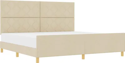 Zdjęcie produktu dla vidaXL Rama łóżka z zagłówkiem kremowa 200 x 200 cm tkanina