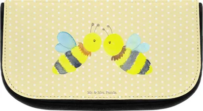 Produktbild von Mr. & Mrs. Panda Kosmetiktasche Biene Liebe - Gelb Pastell - Geschenk, klein, Make-Up Tasche, kosmetiktäschchen, Necessaire, Organizer, Kulturtasche
