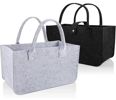 Zdjęcie produktu dla Zestaw dwóch dużych toreb filcowych, wymiary: 39x26x20 cm, pojemność: 20 litrów. Idealne jako torby na zakupy