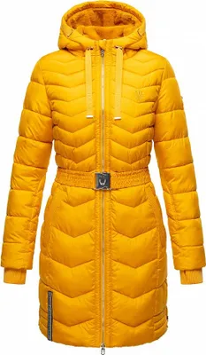 Produktbild von Navahoo Damen Winter Stepp Parka Jacke mit Kapuze und Teddyfell ALPENVEILCHEN Gelb Gr. 36 - S