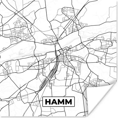 Obrázok produktu pre MuchoWow® Plagát - Hamm - Mapa mesta - Mapa - 75x75