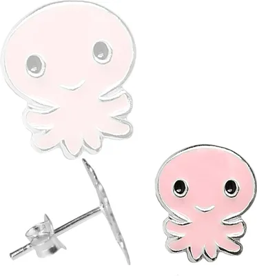 Produktbild von Ohrstecker 925 Sterling Silber pinker Tintenfisch