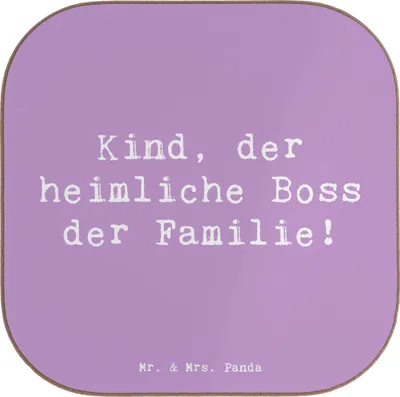 Produktbild von Mr. & Mrs. Panda Untersetzer für Gläser Spruch Kind Heimliche Führungskraft - Lavendeltraum - Geschenk, Einfluss, Tischuntersetzer, Coaster, Freude, Kreativität, Jubiläen