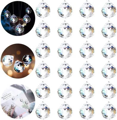 Produktbild von Kristallkugel ø 30 mm 5 Stück Bleikristall Regenbogenkristall Kristall Kugeln zum aufhängen Fensterdeko Feng Shui Kristallglas