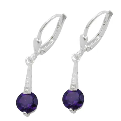 Produktbild von Ohrbrisur Ohrhänger Ohrringe 29x5mm synthetischer Amethyst mit Zirkonia Silber 925 silber 29x5mm