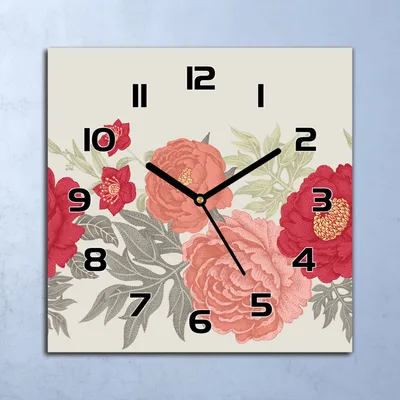 Produktbild von Wanduhr Echt-Glas-Küchenuhr Vintage Pfingstrosen Quarz 30x30 Deko Bilder