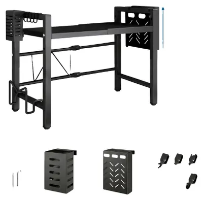 Produktbild von Mikrowellenregal, höhenverstellbar, langlebige Metallkonstruktion, 1Tier 38-64cm Schwarz