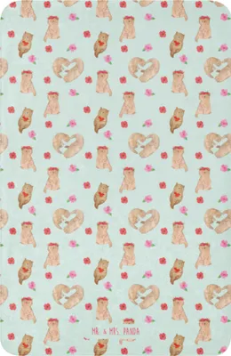 Produktbild von Mr. & Mrs. Panda Decke Otter Herz 100 x 150 cm - Türkis - Geschenk, Schmusedecke, Liebe, Wärmedecke, Plaid, Kuscheldecke, Heimdecke