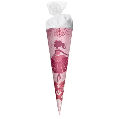 Produktbild von ROTH Geschenk-Schultüte klein Ballerina 50 cm rund Tüllverschluss Zuckertüte Schulanfang